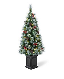 4' Pre-Lit Pine Artificial Christmas Porch Tree with 80 Warm White Lights