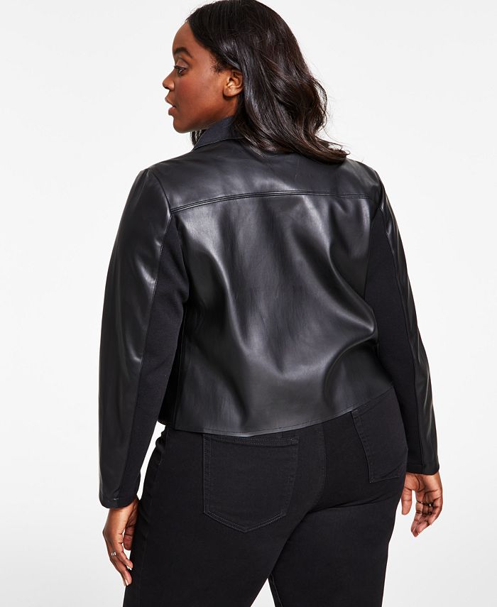 Bar III FauxLeather Flyaway Jacket, XXS4X, Created for Macy's