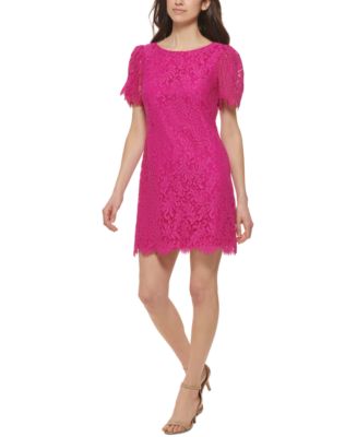Jessica Howard Petite Lace Puff-Shoulder Dress - Macy's