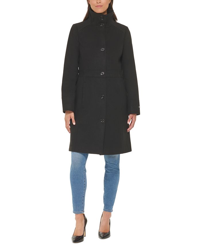 Tommy Hilfiger Petite Single-Breasted Stand-Collar Coat, Created for ...