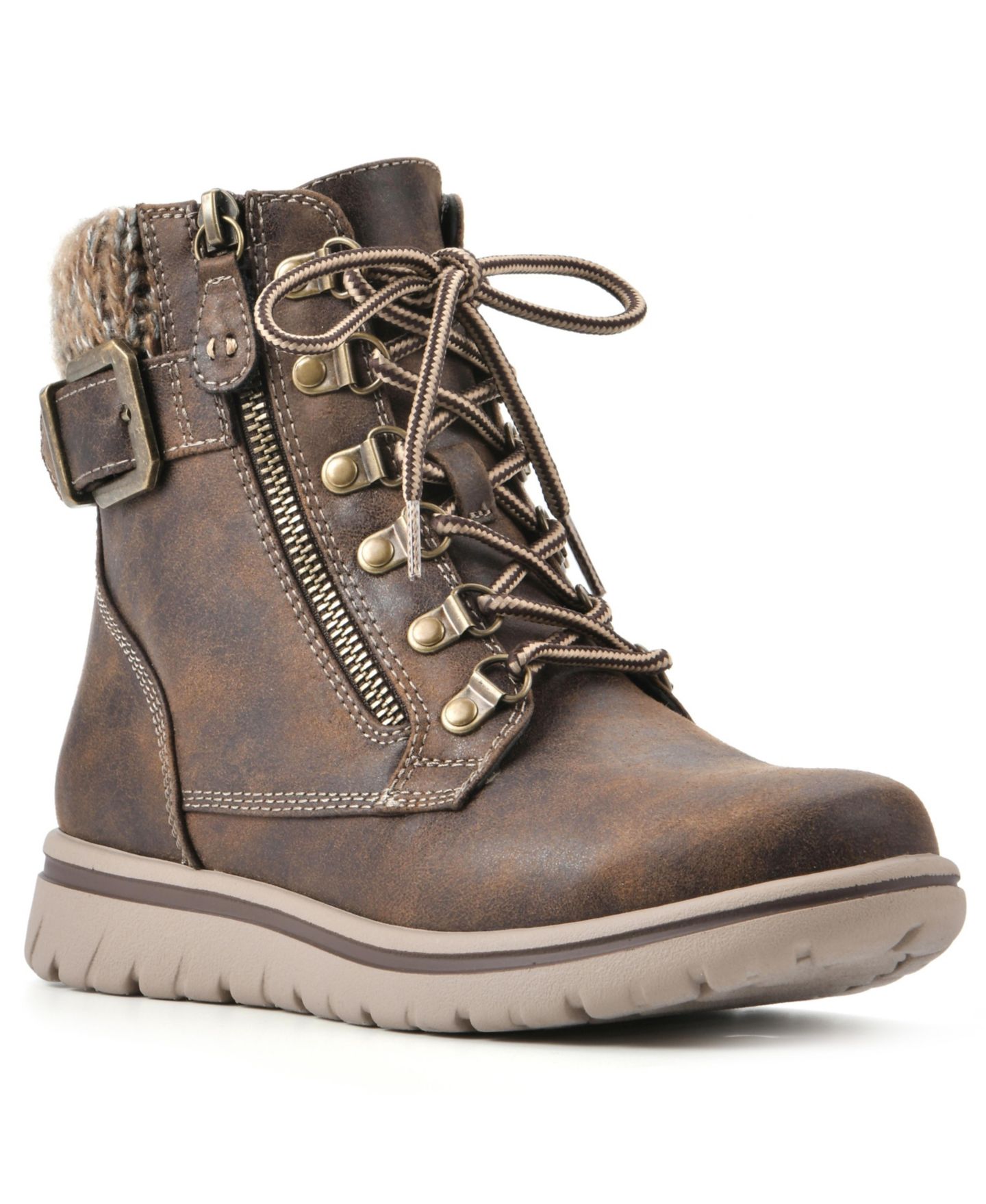 Женские ботинки Cliffs by White Mountain Hearty Lace-Up Hiker Booties, цвет: Коричневый — фото 1
