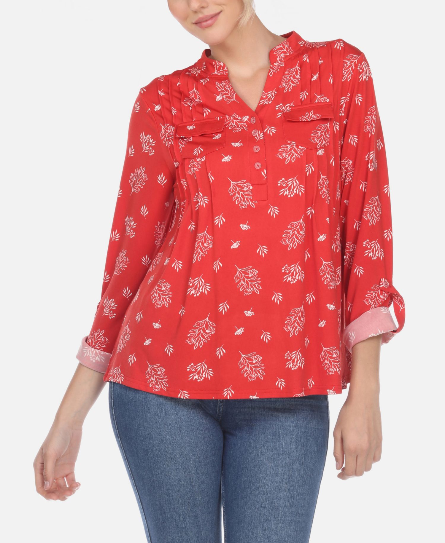 Plus Size Pleated Long Sleeve Top