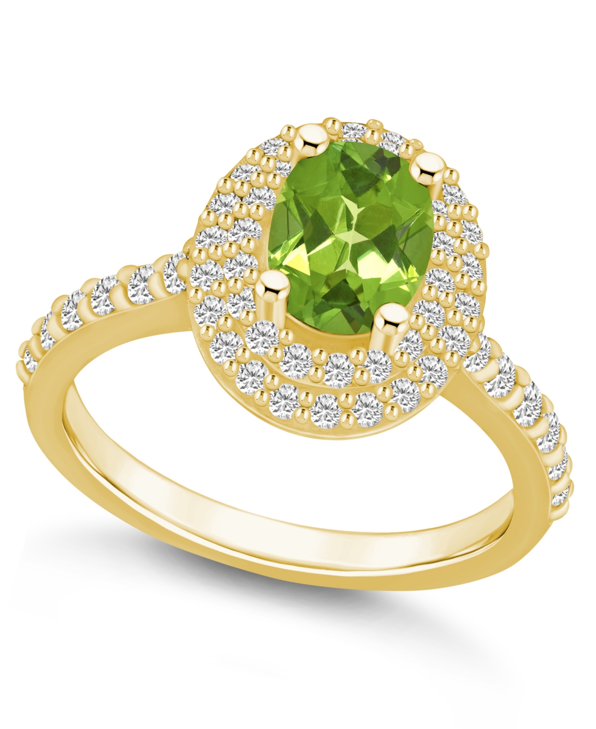 Macy's Peridot And Certified Diamond Halo Ring