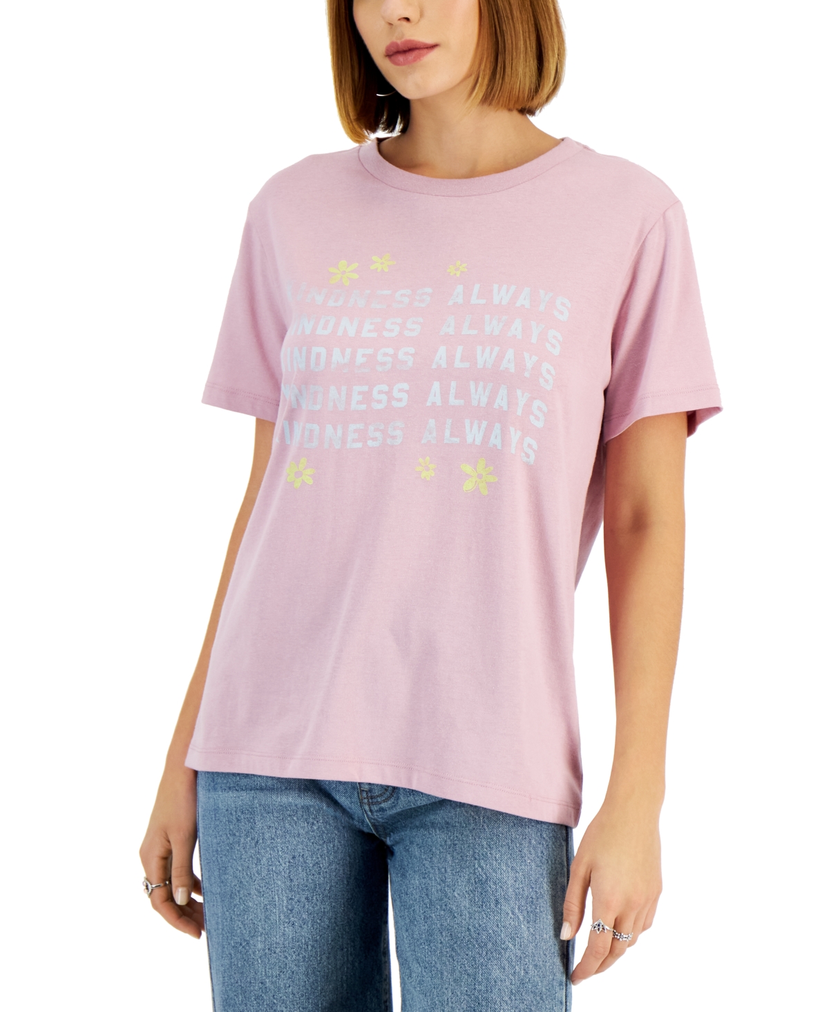 Grayson Threads Black Juniors' Kindness Always Graphic T-shirt In Lavender