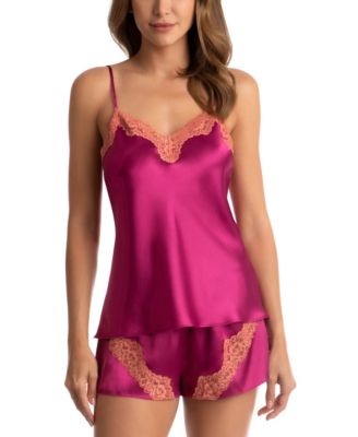 Linea Donatella - Women's Contrast Lace & Satin Cami-Tap Set