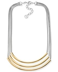 Two-Tone Curved Bar Layered Collar Necklace, 16" + 2" extender, Created for Macy's