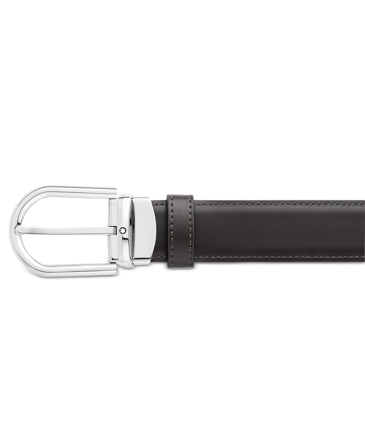 Shop Montblanc Horseshoe Buckle Reversible Leather Belt In Black Brown
