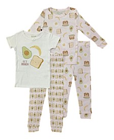 Baby Boys Tight Fitting Sleepwear Pajamas, 4 Piece Set