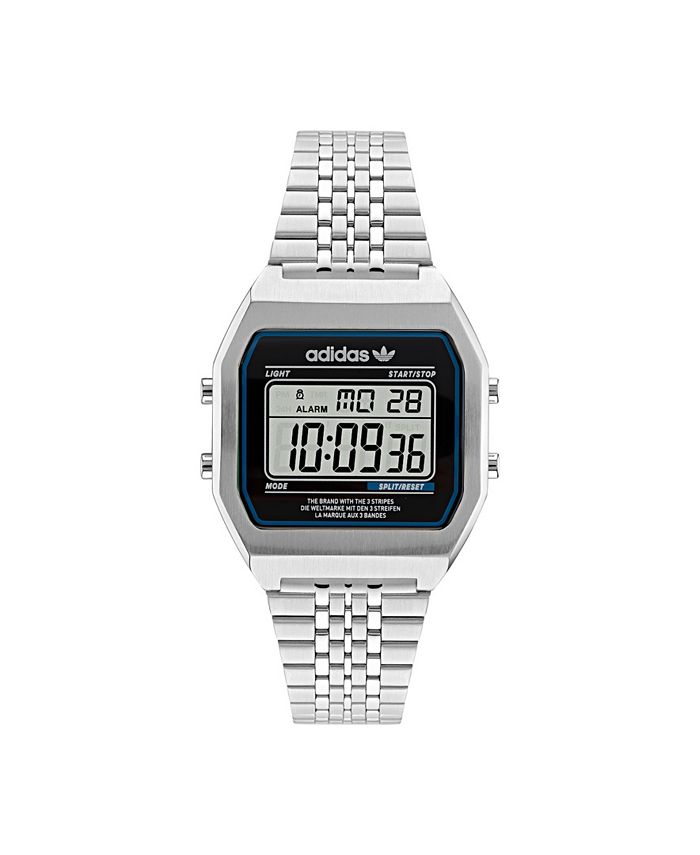 adidas - 36mm Unisex Two Bracelet Digital Stainless Steel Silver-Tone Macy\'s Watch