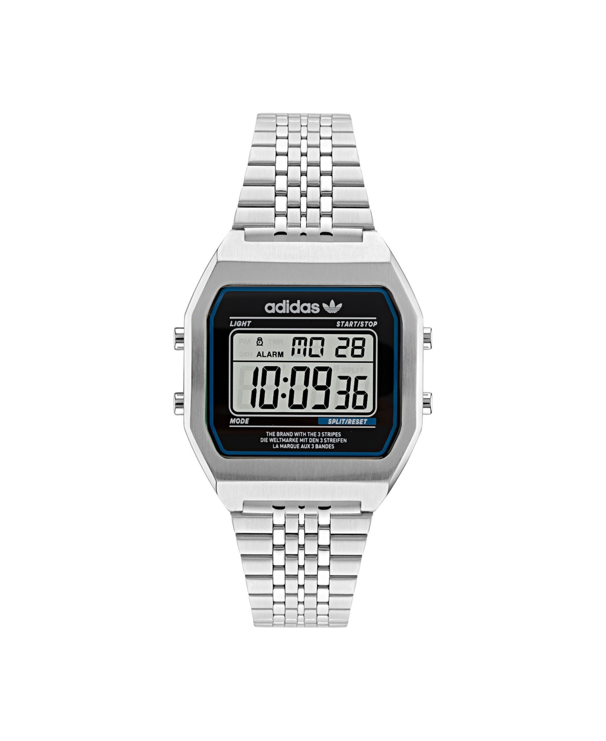Adidas Originals Adidas Unisex Digital Two Silver-tone Stainless Steel Bracelet Watch 36mm
