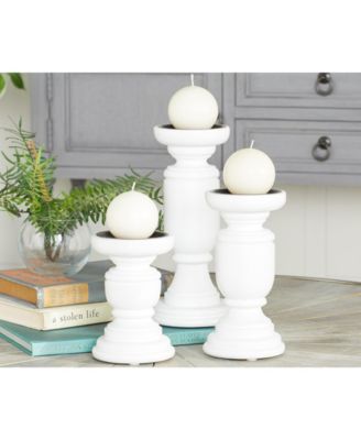 Mango Wood French Country Candle Holder, Set of 3