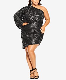 Trendy Plus Size Sequin Stripe Dress