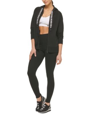 DKNY Women's Logo-Drawstring Fleece Full-Zip Hoodie - Macy's