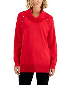Women's Cowlneck Snap-Front Sweater, Created for Macy's