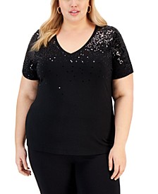Plus Size Sequined T-Shirt, Created for Macy's