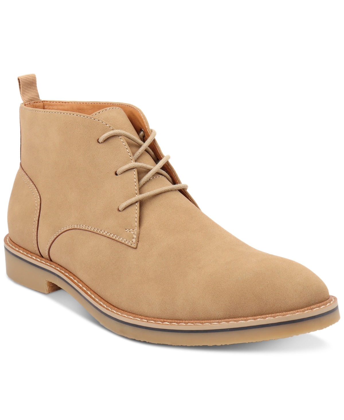 Men's Nathan Faux-Leather Lace-Up Chukka Boots, Created for Macy's - Tan