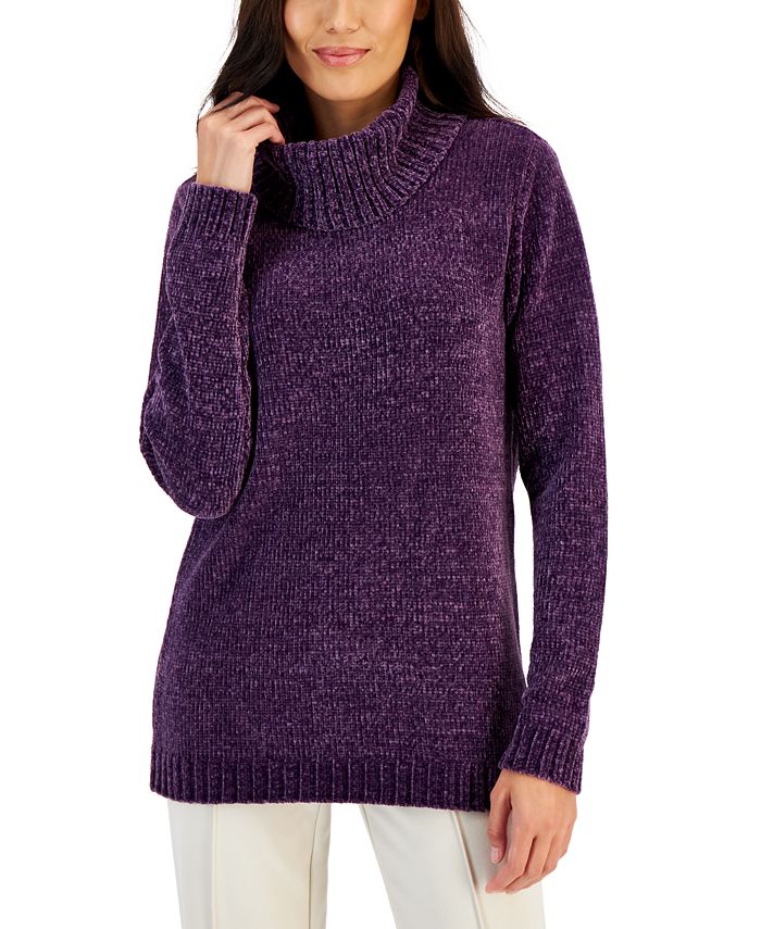 Karen Scott Women's Chenille Cowlneck Sweater, Created for Macy's - Macy's