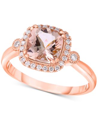 Morganite (1-1/4 ct. t.w.) & Diamond (1/5 ct. t.w.) Halo Ring in 14k ...