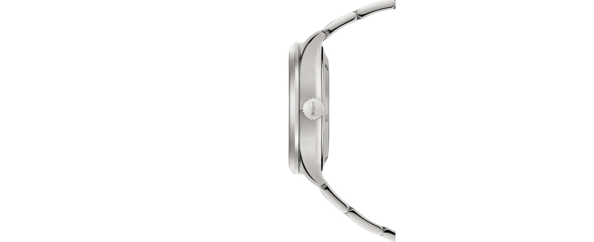 Shop Mido Men's Swiss Automatic Multifort Skeleton Vertigo Stainless Steel Bracelet Watch 42mm In Rhodium