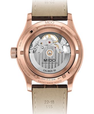 Men's Swiss Automatic Multifort Skeleton Vertigo Brown Leather Strap Watch 42mm