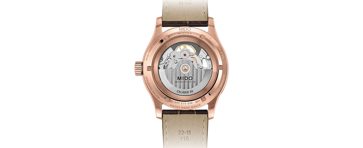 Mido Men's Swiss Automatic Multifort Skeleton Vertigo Brown Leather Strap Watch 42mm In Anthracite