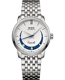 Women's Swiss Automatic Baroncelli Smiling Moon Stainless Steel Bracelet Watch 33mm
