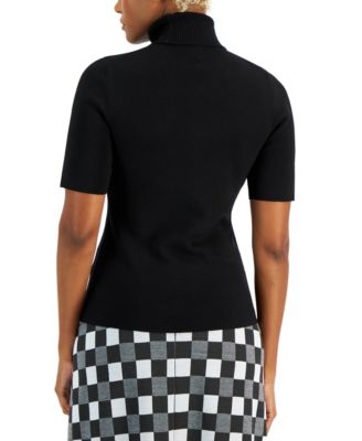 Petite Elbow-Sleeve Turtleneck Sweater