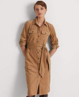 Lauren Ralph Lauren Belted Corduroy Shirtdress - Macy's