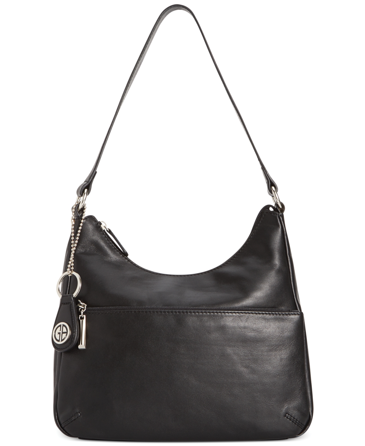 Giani Bernini Nappa Leather Hobo Bag, Created for Macy's - Black/Silver
