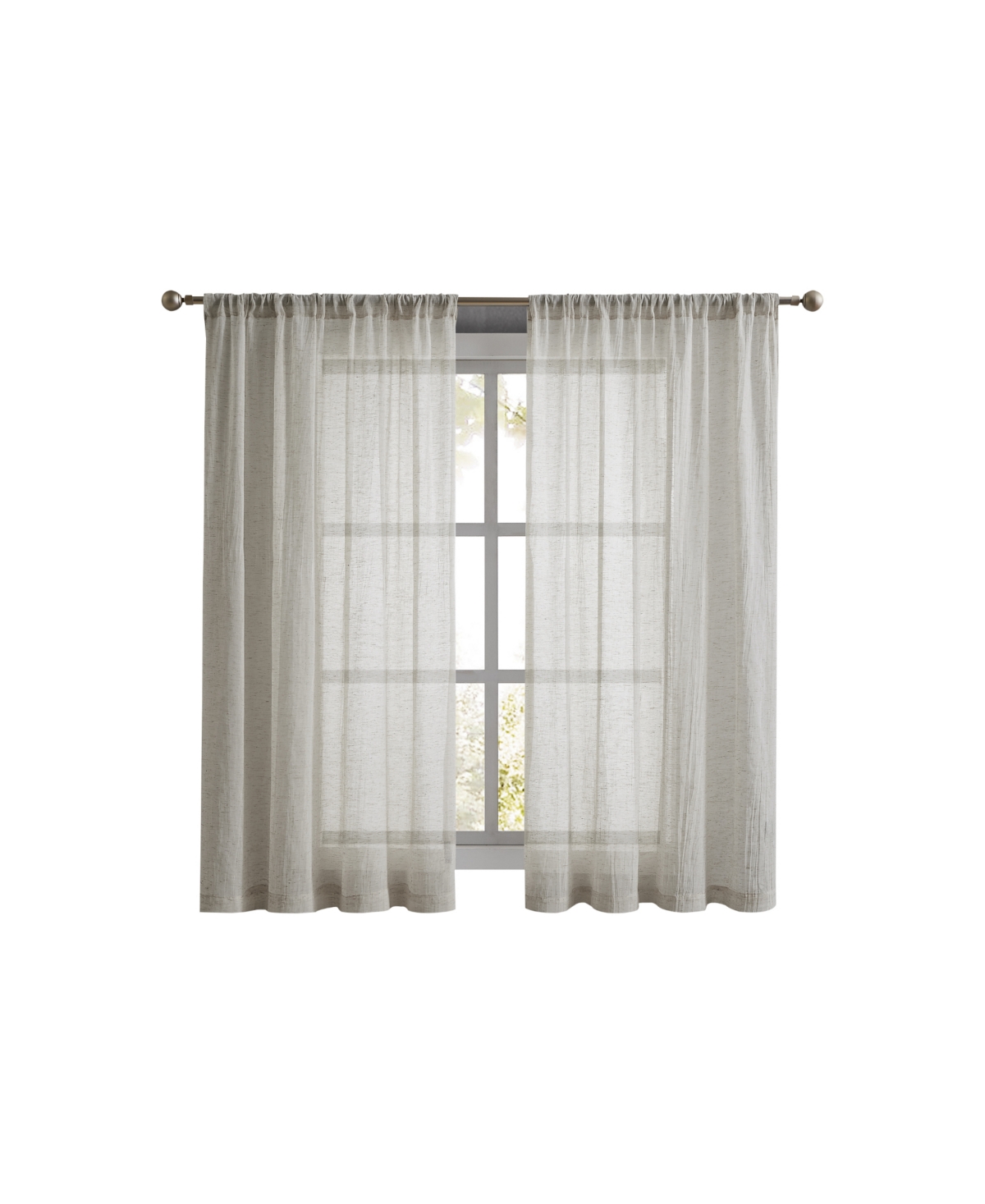 French Connection Charter Crushed Semi-sheer Rod Pocket Window Panel Pair, 63" X 50" In Natural