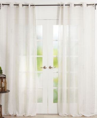 Saro Lifestyle Sheer Linen Curtain Collection Set In Natural