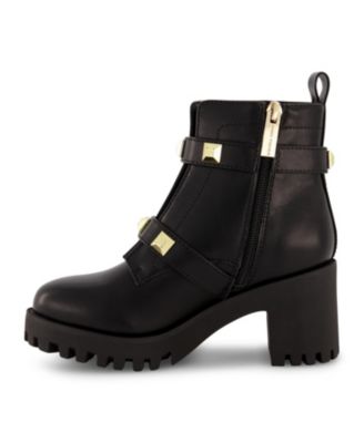 Big Girls Block Heel Pyramid Ankle Booties