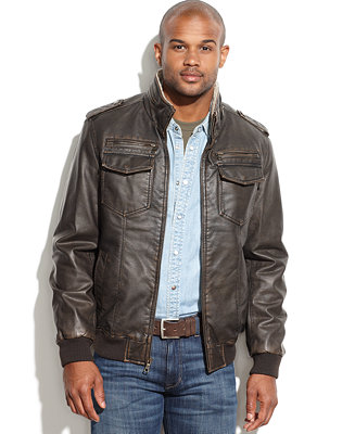 Tommy Hilfiger Faux-Leather Military Bomber - Coats & Jackets - Men ...