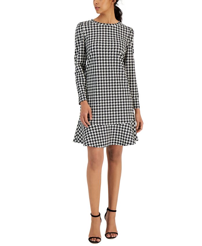 Anne Klein Women s Houndstooth Flare Hem Dress Macy s