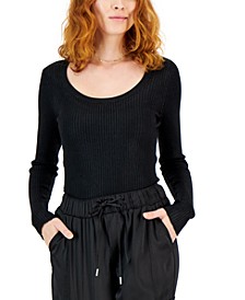 Women's Foil Scoop Neck Sweater, Created for Macy's