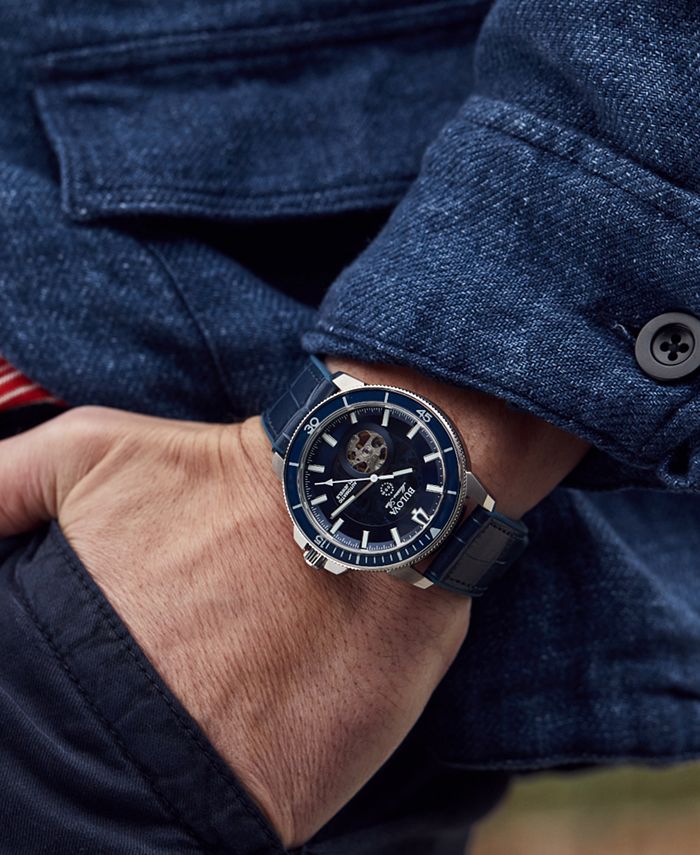 Bulova men's automatic marine star blue silicone strap watch 45mm online