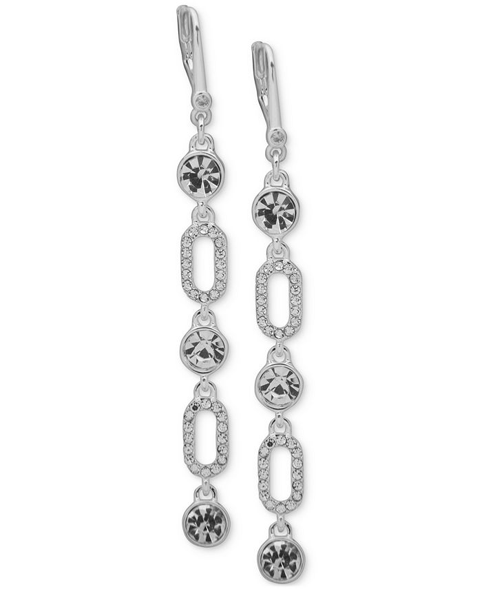 DKNY SilverTone Stone & Crystal Linear Drop Earrings Macy's