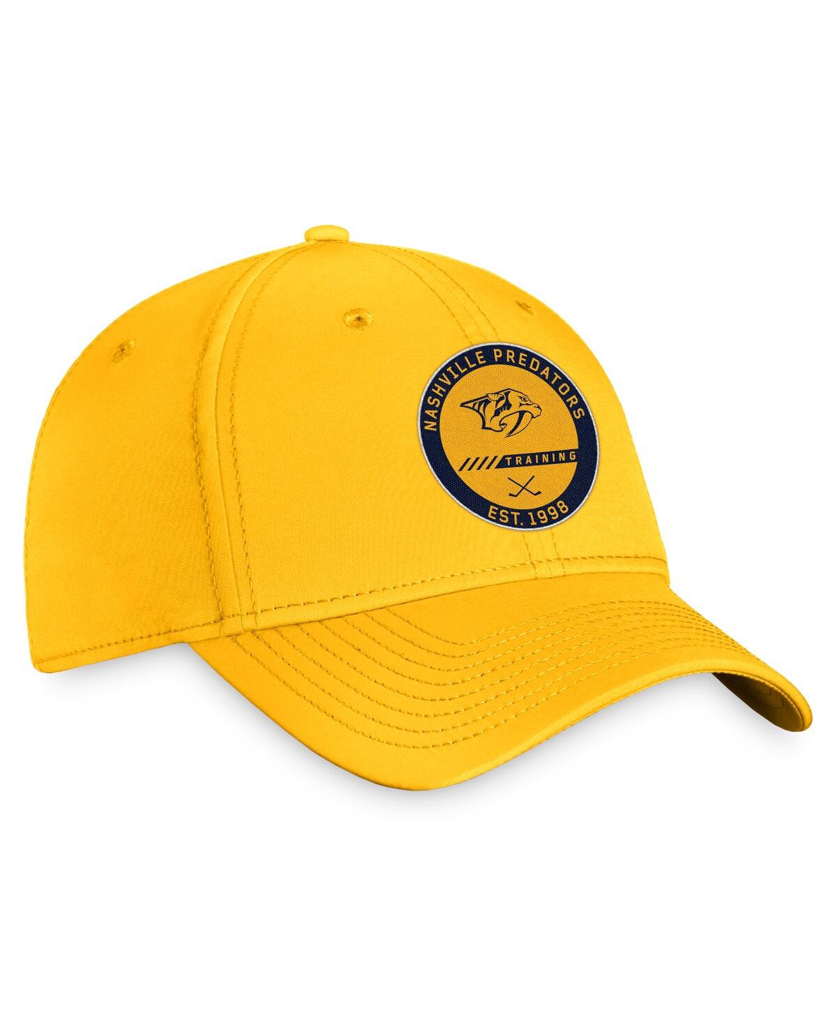 Shop Fanatics Men's  Gold Nashville Predators Authentic Pro Training Camp Flex Hat