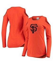 Women's Orange San Francisco Giants Logo Cold Shoulder Sweater