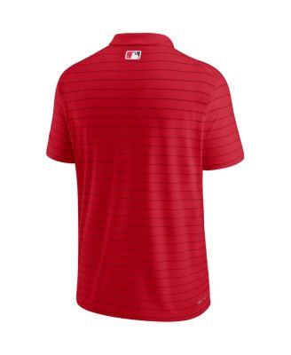 Men's Red Washington Nationals Authentic Collection Striped Performance Pique Polo Shirt