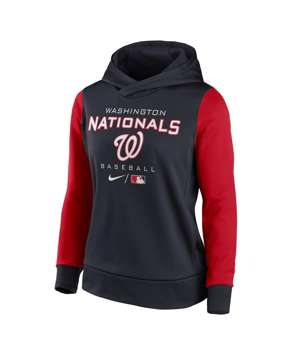 Nike Women's  Navy And Red Washington Nationals Authentic Collection Pullover Hoodie In Navy,red