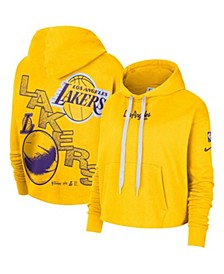 Women's Gold Los Angeles Lakers Courtside Team Cropped Pullover Hoodie
