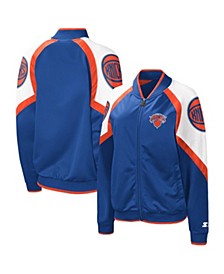 Women's Blue, Orange New York Knicks Fan Girl Satin Raglan Full-Zip Jacket