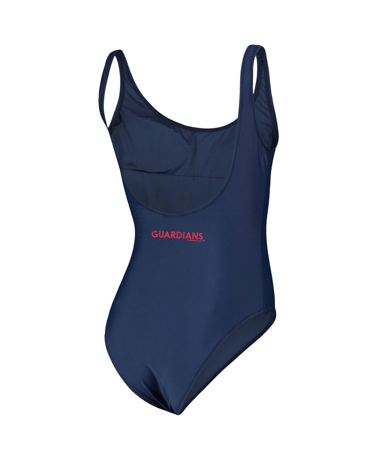 Shop G-iii 4her By Carl Banks Women's  Navy Cleveland Guardians Making Waves One-piece Swimsuit