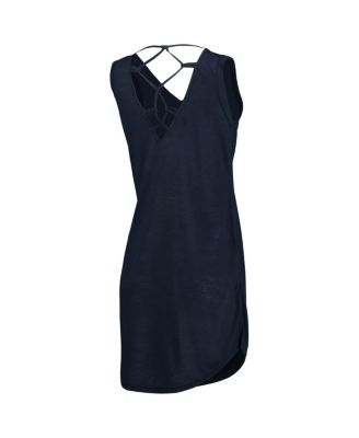 Women's Navy New York Yankees Game Time Slub Beach V-Neck Cover-Up Dress