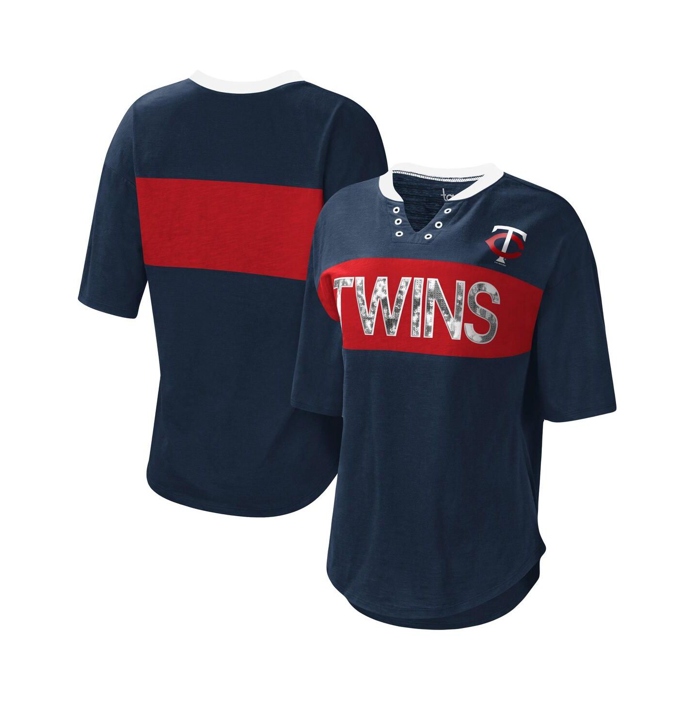 Женская футболка Touch Navy and Red Minnesota Twins Lead Off Notch Neck — фото 2
