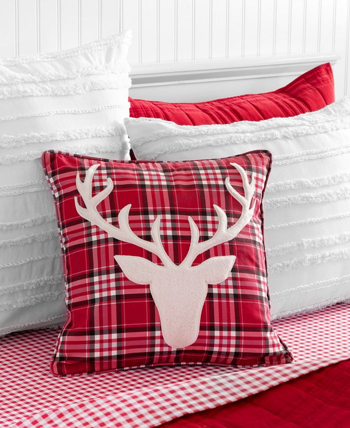 Martha Stewart Collection Reindeer Holiday Decorative Pillow, 18" x 18