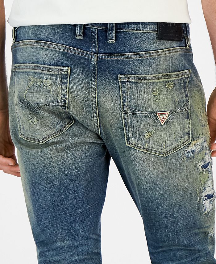 GUESS Men's Apex Slim-Tapered Fit Destroyed Jeans - Macy's