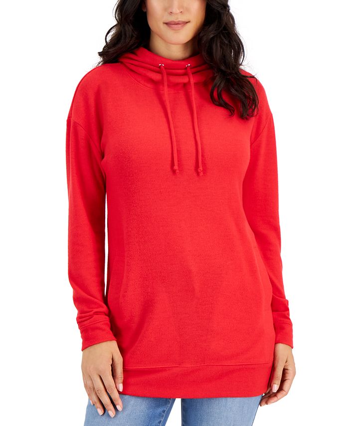 Style And Co Womens Drawstring Cowl Neck Knit Tunic Created For Macys Macys