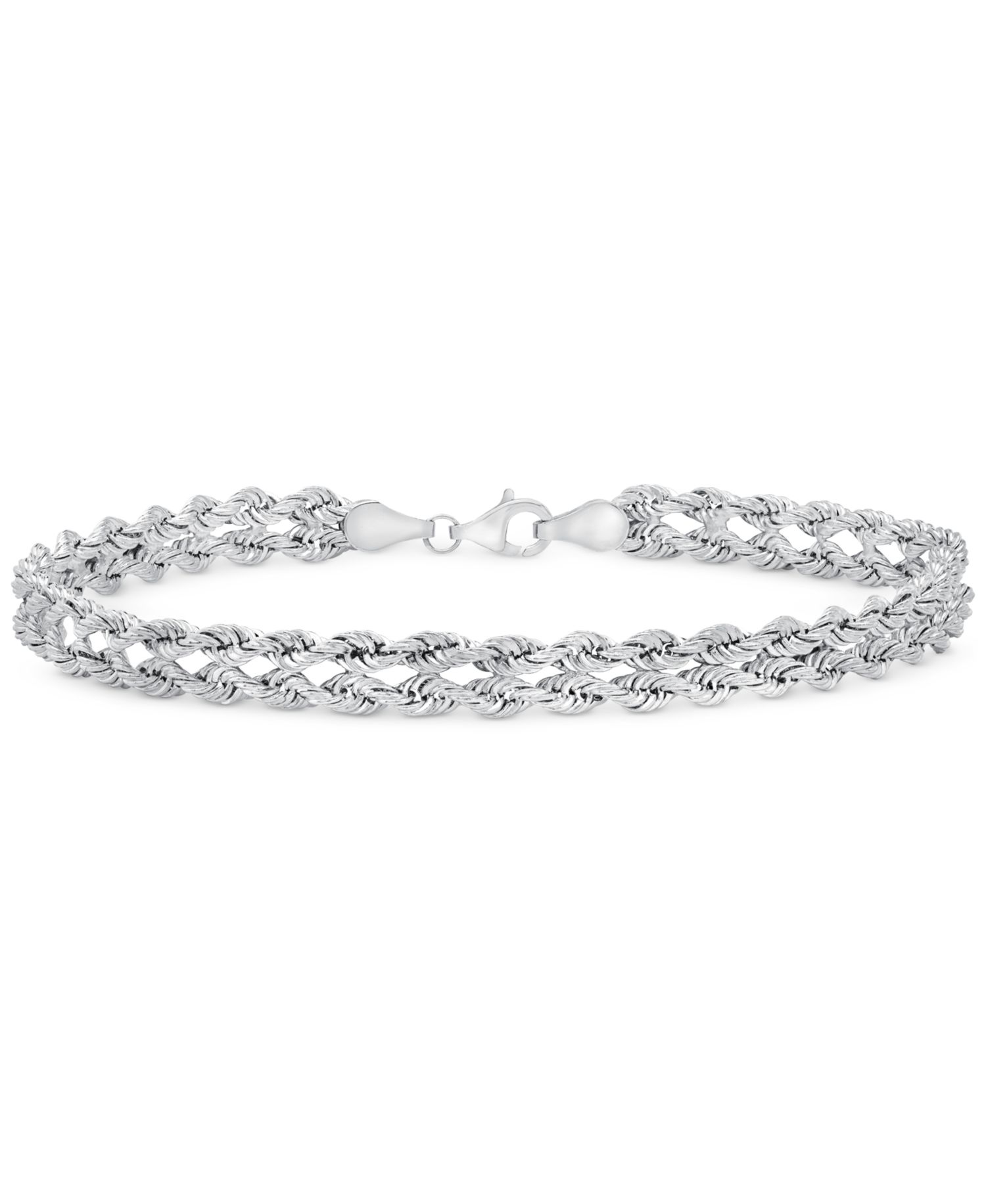Double Row Twisted Heart Link Bracelet in 14k Gold